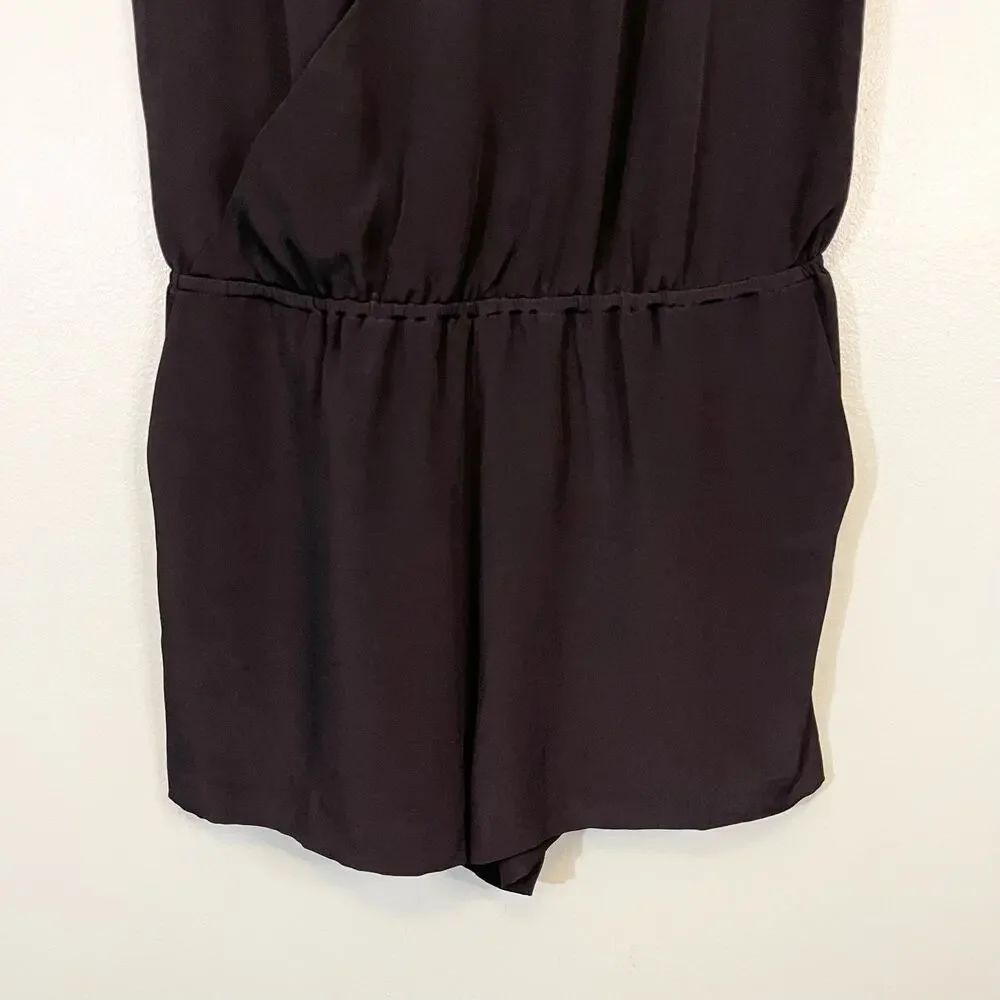 Rebecca Minkoff Romper 10 Black Mara Jumpsuit Short Silk Sleeveless V-Neck NWT - Picture 4 of 11
